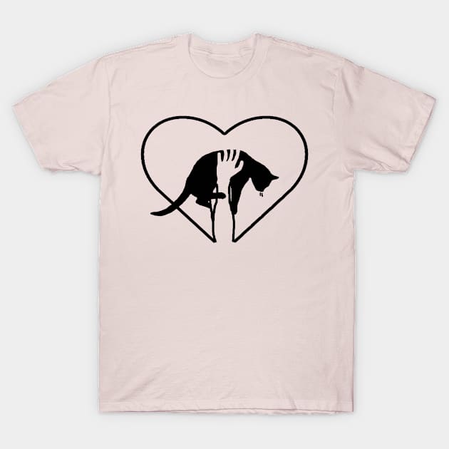 Black Cat Love T-Shirt by BradyRain